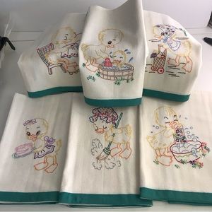 Set of 6 Handmade Embroidered Dish Towels – VINTAGE - NEW